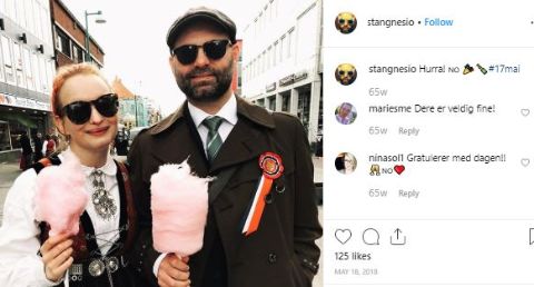 Julia Bache-Wiig and her boyfriend celebrate the Norwegian Constitution Day on MAy 17, 2018