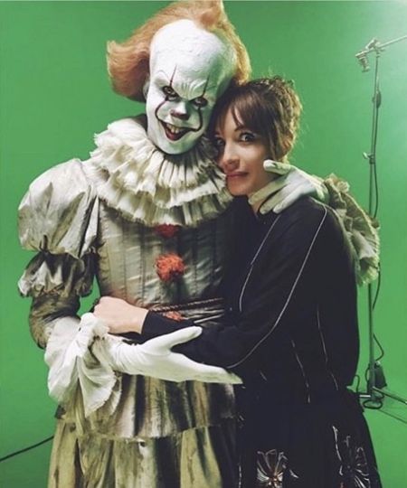 Alida Morberg and her husband as Pennywise the Clown on the set of It movie