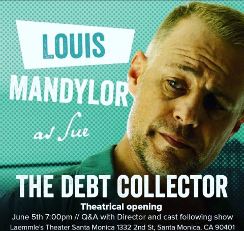 Louis Mandylor at the left at the cover of The Debt Collector.