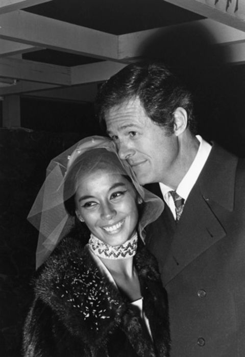 France Nuyen and her former husband Robert Culp in a black and white photo