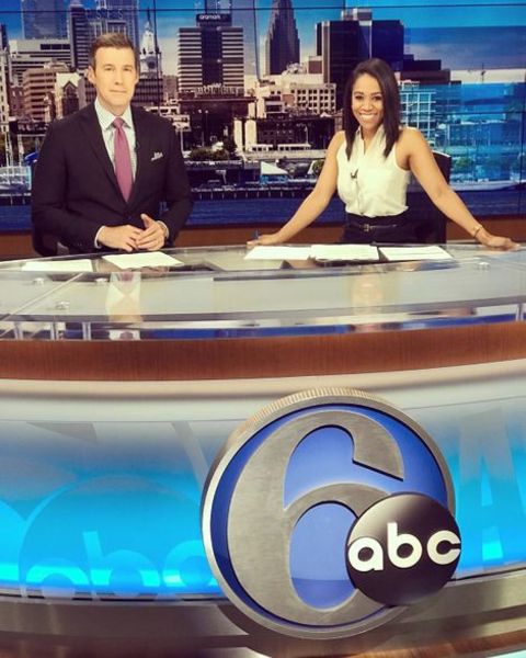 Christie Ileto along with her co-anchor at the 6abc studio.