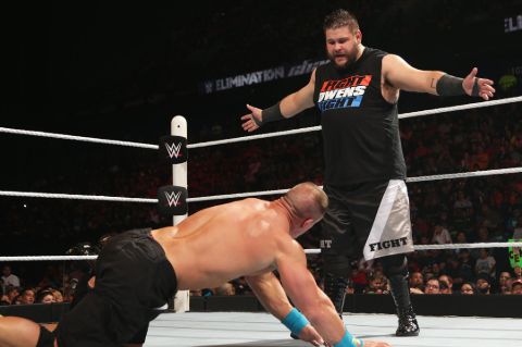 Kevin Owens in action with John Cena in Elimination Chamber non title match which he won.