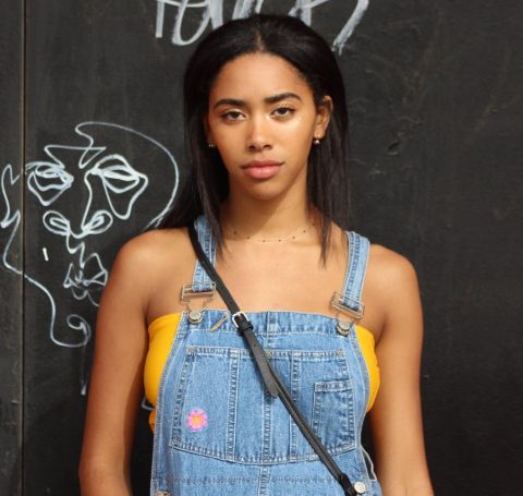 Herizen Guardiola in a jeans top stops by for a photo at an event.