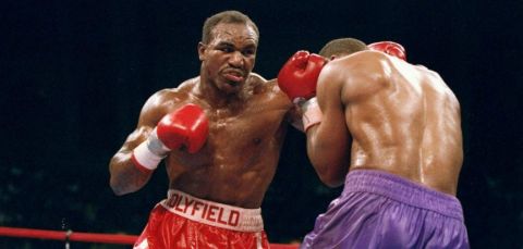 Evander Holyfield, during his fight in the ring.