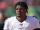 Lamar Jackson is a quarterback for the Baltimore Ravens in American football. He currently plays quarterback position in the National Football League. He'd previously starred in college football for the Louisville Cardinals. Ravens had selected him 32nd overall in 2018.