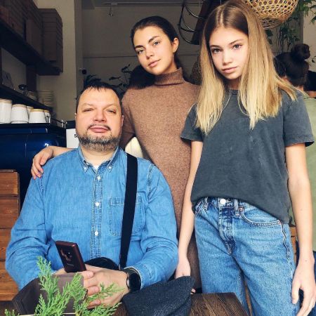 Zhenya Kotova with her sister and father
