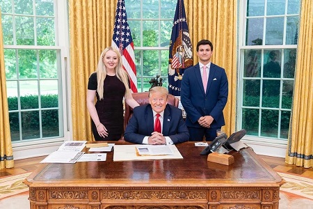 Michael Boulos with his Fiancé and her father Donald Trump