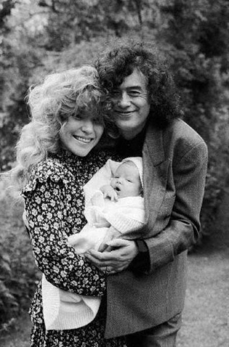 Patricia Ecker with her ex-husband Jimmy Page and their kid