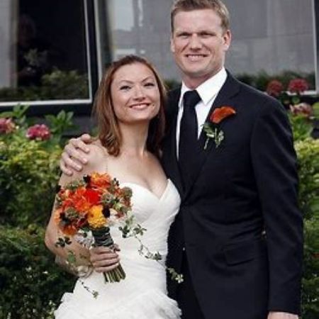   Joely Collins with her husband, Stefan Buitelaar, on their wedding day.